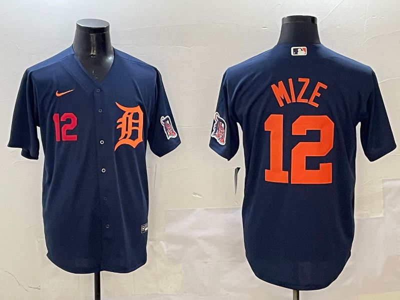 Men Detroit Tigers #12 Mize Drak Blue Game 2025 Nike MLB Jersey style 3